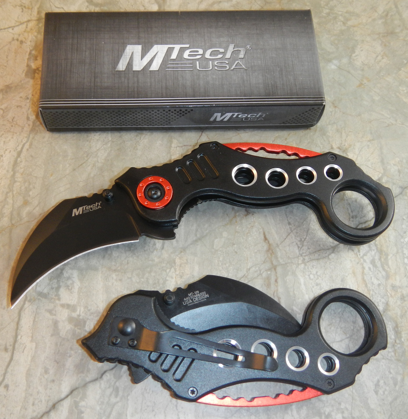 MTECH BLACK RED KARAMBIT CLAW Finger Hole TACTICAL Folding Knife eBay